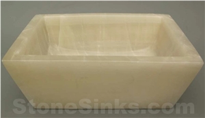 Rectangle Vessel White Onyx Sink Model Po-252