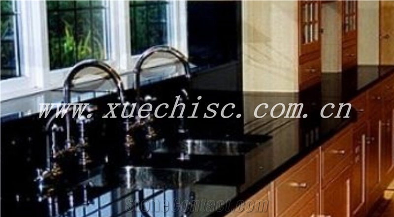 Best Absolut Black Granite Kitchen Countertop -Granite Countertop, Shanxi Black Granite Kitchen Countertops