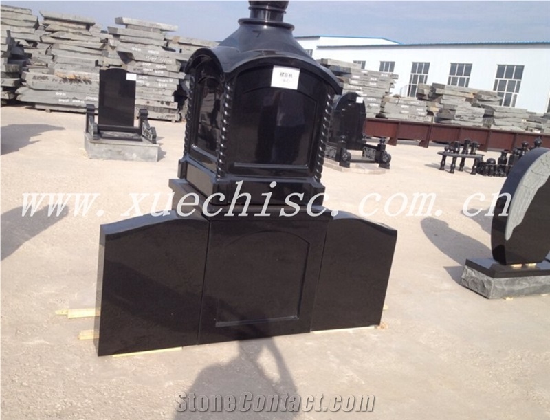 China cheap black granite funeral monuments prices