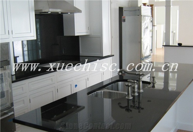 Chinese Good Polished Black Granite Kitchen Countertop