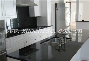 Chinese Good Polished Black Granite Kitchen Countertop