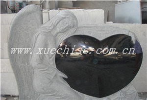 High Quality Chinese Granite Angel & Heart Tombstone,Granite Headstone Gravestone
