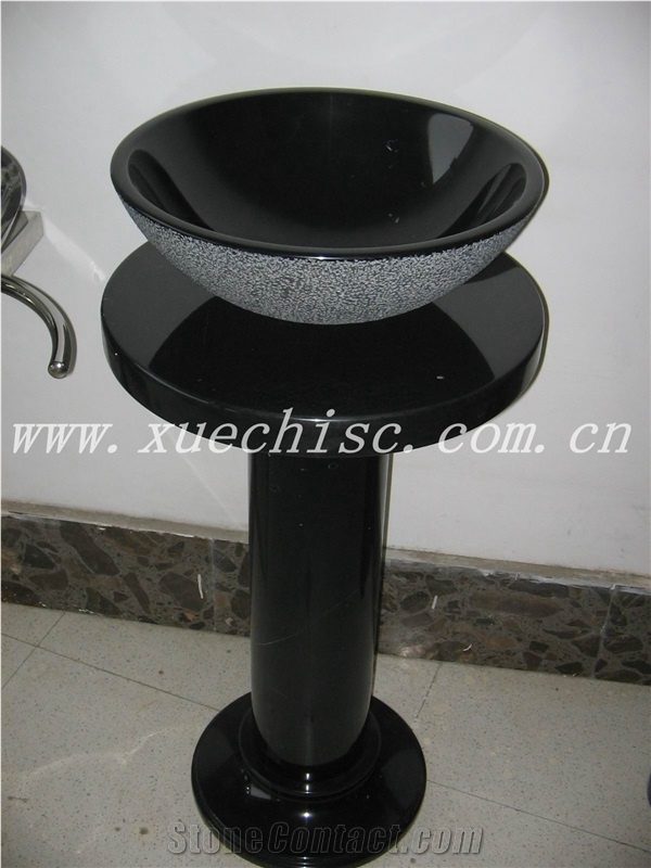 Modern Style Black Granite Bathroom Sink