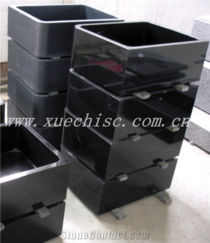 Modern Style Shanxi Black Granite Wash Basins