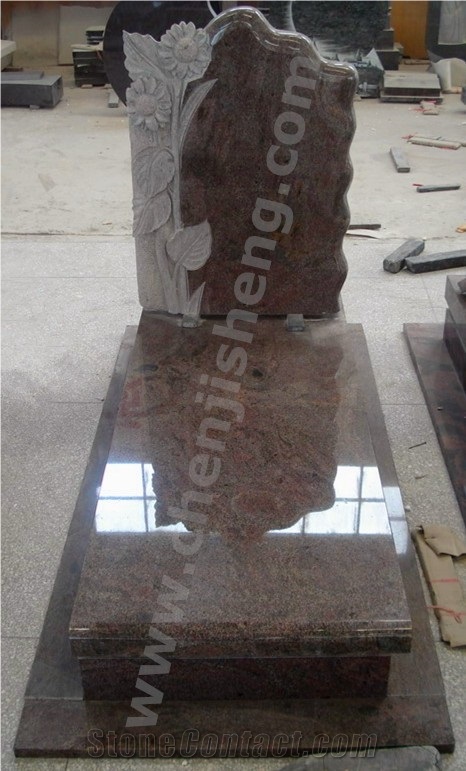 Customized Upright Monuments Granite Monuments Engraved Tombstones With Free Design
