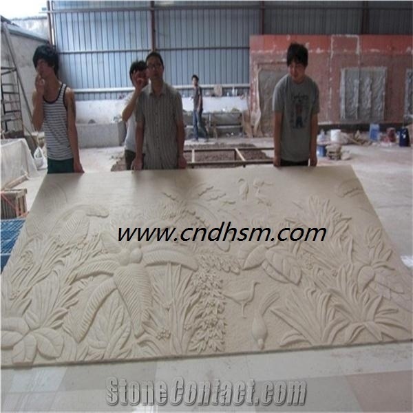 China Beige Sandstone Wall Reliefs