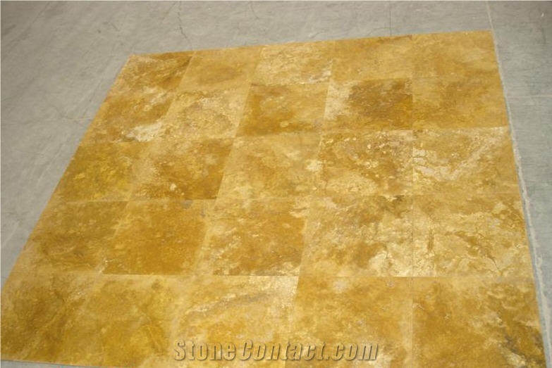 Gold Travertine Polished Tiles