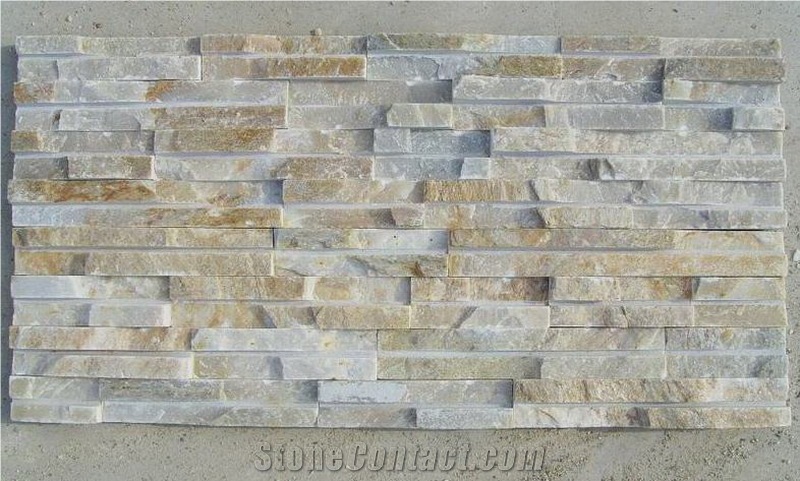 Beige Quartzite Ledgestone Wall Panel, Grooved Culture Stone Wall Tile,Veneers