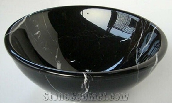 Black Nero Marquina Vessel, China Marquina Black Marble Sinks & Basins