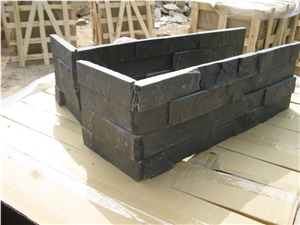 Black Slate Cultured Stone Wall Veneers, Ledge Stone Wall Panel, China Black Slate Wall Cldding