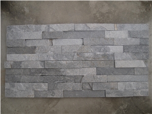 China Grey Quartzite Cultured Stone Veneers, Ledgestone Wall Cladding, Quartzite Stacked Stone for Walling