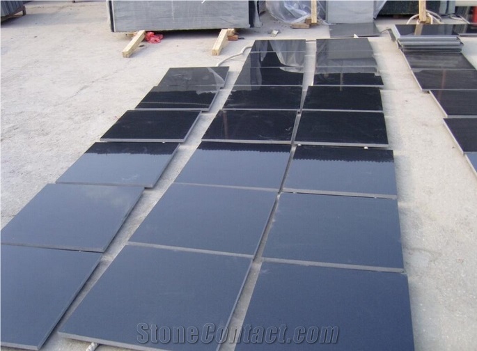 Mongolia Black Flooring, Walling Chinese Pure Black Granite Tiles & Slabs