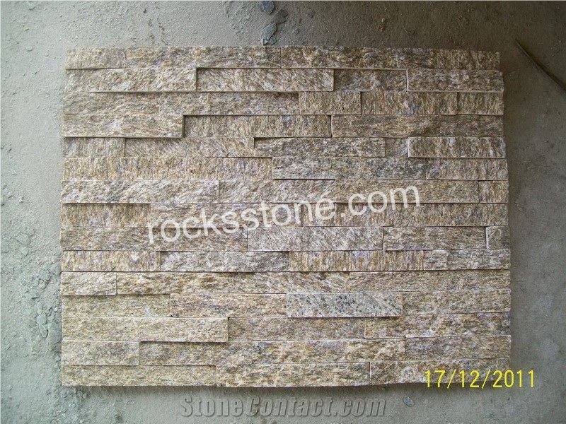 Quartzite Cultured Stone Wall Cladding,Tiger Skin Yellow Ledgestone Wall Panel,Veneers