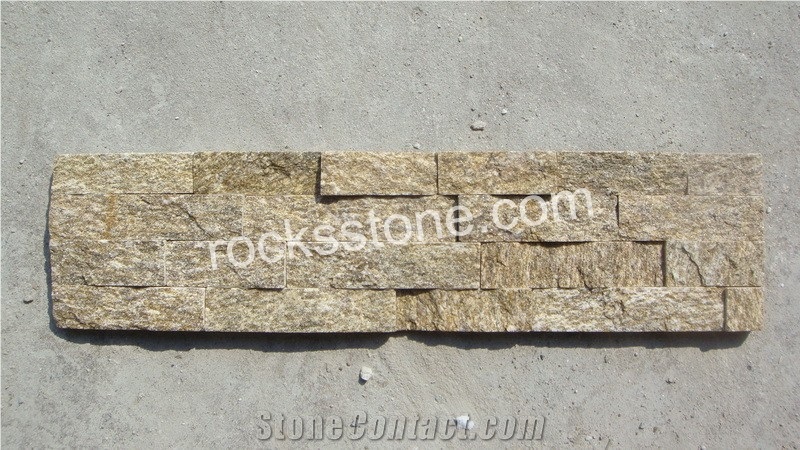 Quartzite Cultured Stone Wall Cladding,Tiger Skin Yellow Ledgestone Wall Panel,Veneers
