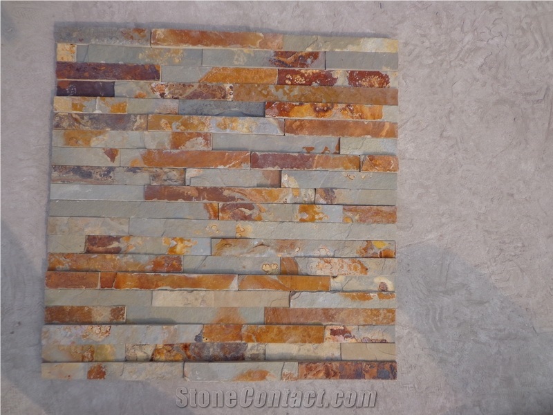 Rusty Slate Cultured Stone Wall Tile,Ledgestone Wall Stacked Cladding Panel,Stacked Stone Veneers