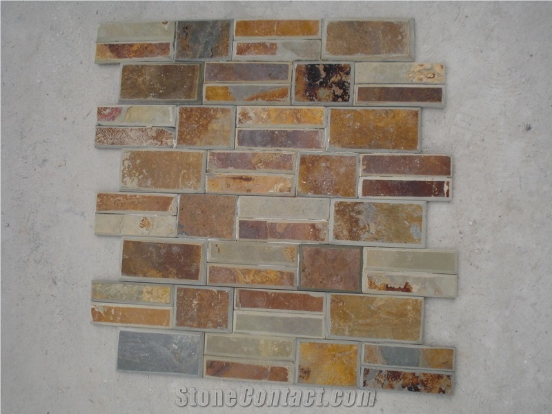 Slate Cultured Stone Wall Veneers, Natural Slate Stacked Panel, Ledge Stone Wall Cladding Tiles