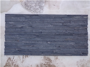 Slate Drain Board Stacked Wall Panels, Black Ledgestone Wall Tiles,China Cultured Wall Cladding Veneers