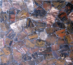 Translucent Xylolite Semiprecious Stone Slab, Multiple Colored