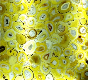 Translucent Yellow Agate Slab, Semiprecious Stone