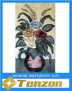 Bright Flower Pattern Arts, Yuli Green Marble Mosaic