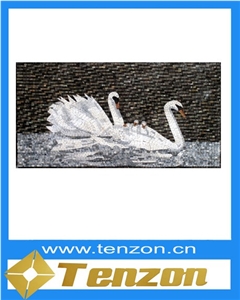Clean White Swans Wall Marble Mosaic Picture
