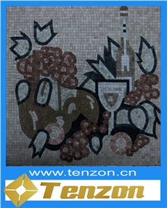 Cute Easy Cartoon Medallions Arts, Najafabad Black Marble Mosaic