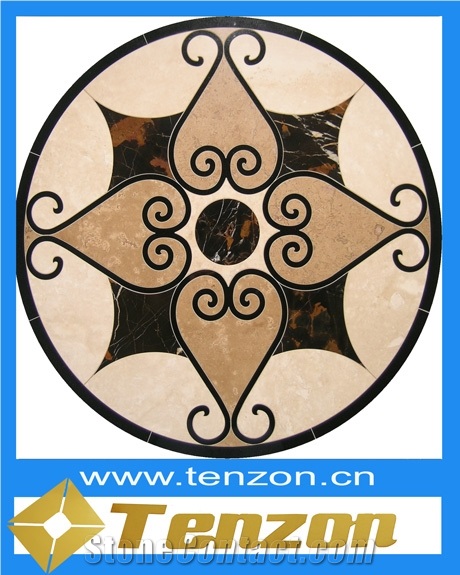 Penny Cross Marble Mosaic Water Medallions
