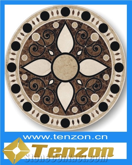 Round Disc Mosaic Marble Waterjet Medallions