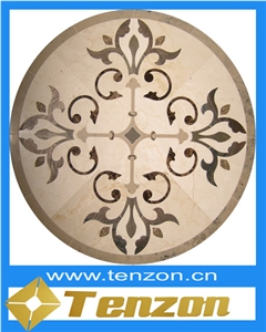 Round Medallion Waterjet, Creme Marfil Commercial Beige Marble Round Medallions