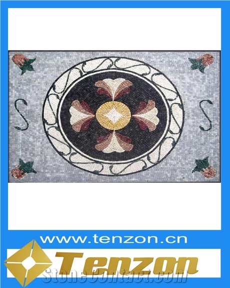 Round Wheel Mosaic Medallion Marble