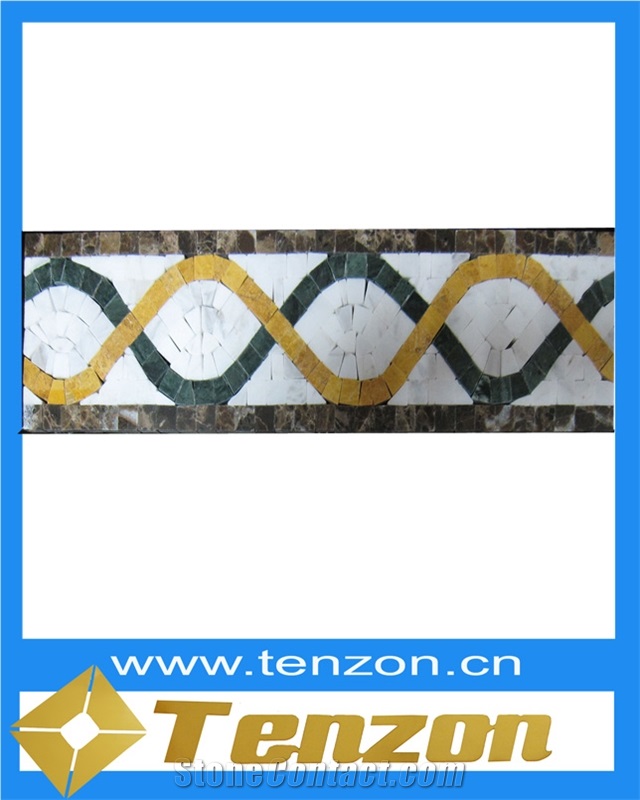 Travertine Mosaic Tile Borders, Breccia Pontificia Marble Mosaic