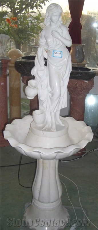 Carving Western Woman Figure, Sculpture Fountain, White Marble Fountains