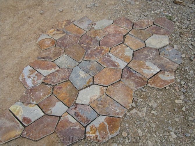 Pentagon Rustic Stone,Multi Color Rustic Flagstone Pavers