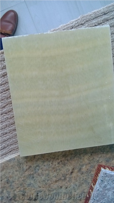Yellow Onyx Tiles & Panel with Ceramic Backing, Laminated Tiles