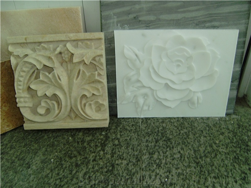 3D CNC natural marble flower wall panels