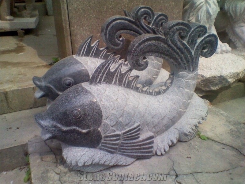 G654 Granite Animal Sculpture, Fish Style Of Granite Sculptures, G654 Garden Animal Sculpture