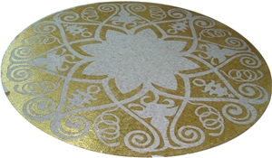 Golden Glass Mosaic Medallion for Bathroom
