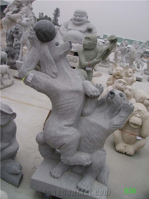 Grey granite animal sculptures