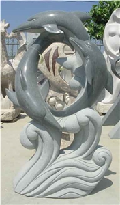 Grey Granite Dolphin Sculptures