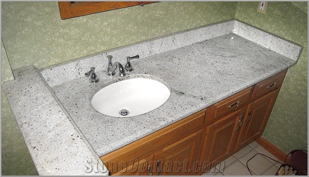 Kashmir White Kitchen Countertop, Indian White Granite Island Top from ...