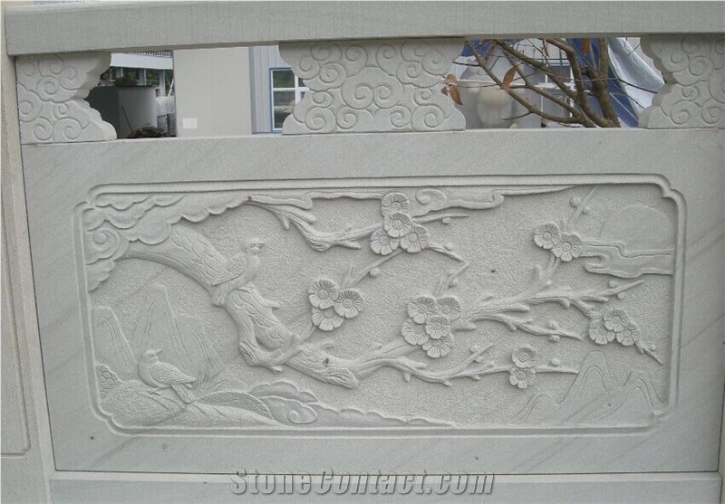 Natural Stone Plant Sculpture Relief & Etching