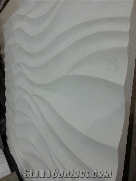 White Limestone with 3d Surface ,Popular Limestone Background Wall Tile