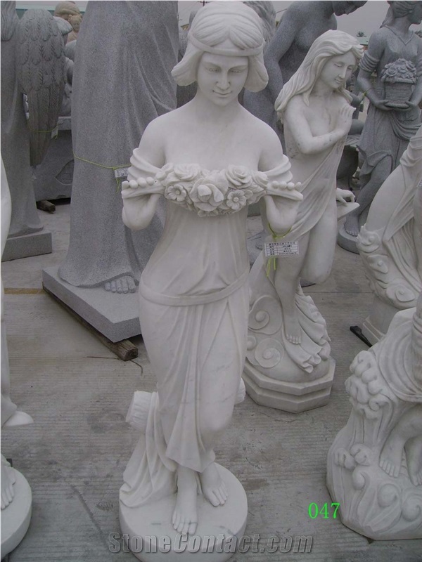 White Marble Lady Statue Sculptures