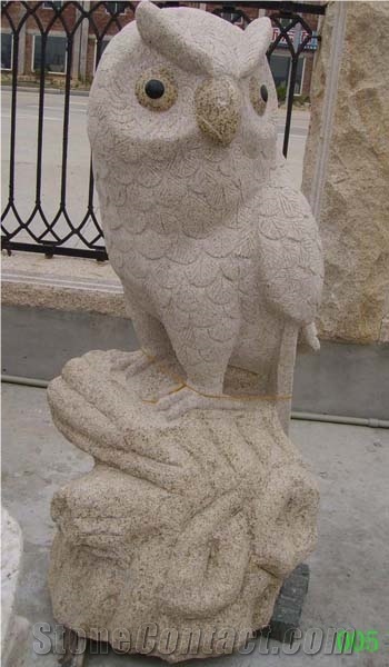 Yellow Granite Owl Scultures