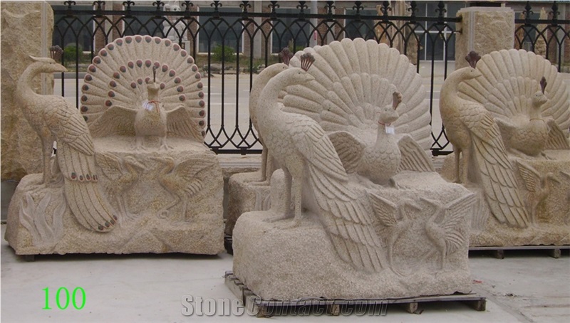 Yellow Granite Stone Animal Sculptures