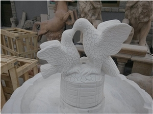 White Marble Fountain,Garden Founatin,Sculptured Water Fountain,Bird Stone Water Fountain, Hunan White Marble Fountain