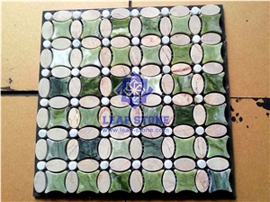 Ming Green Mosaic Sheet, Verde Ming Green Marble Mosaic