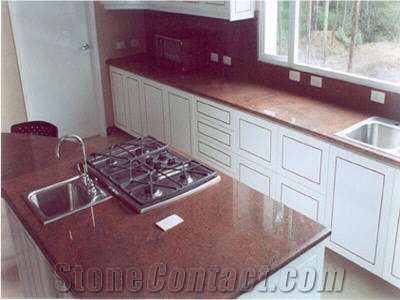 Coral Red Granite Kitchen Countertops