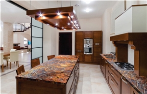 Granito Exotico Amber Storm Granite Kitchen Countertops