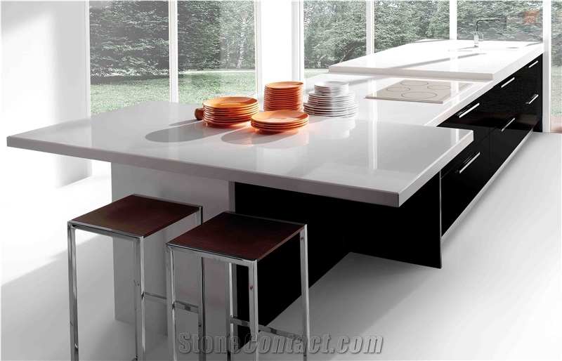 Compac Absolute Blanc Quartz Kitchen Countertops